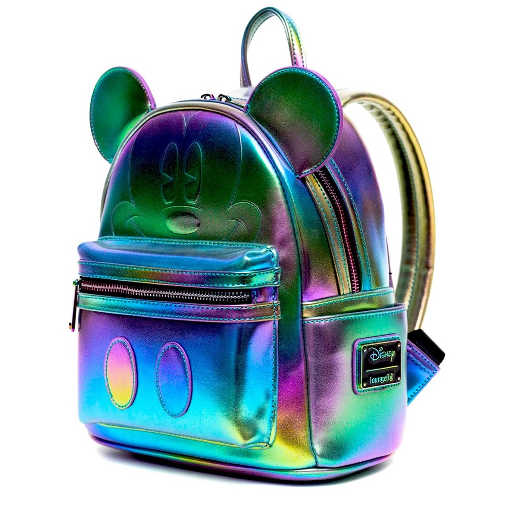 LOUNGEFLY OIL SLICK Mickey Backpack AND Wallet set IN HAND - NWT! - Picture 3 of 8